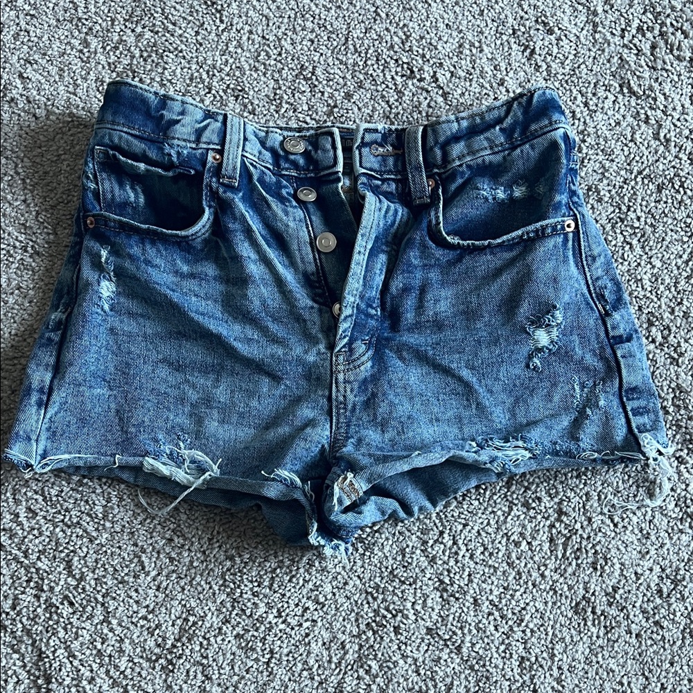 wild fable Distressed High-Rise Denim Shorts - Blue